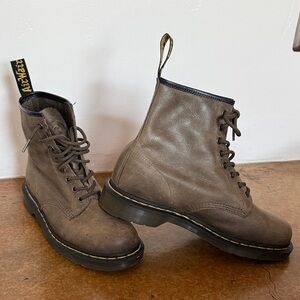 Dr. Martens Green /Taupe Leather Boots. Size is 10.